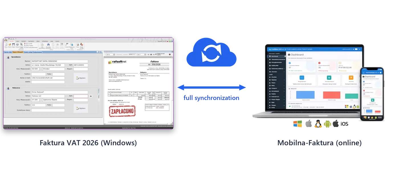 Full synchronization: Faktura VAT 2026 (Windows) and Mobilna-Faktura (online)