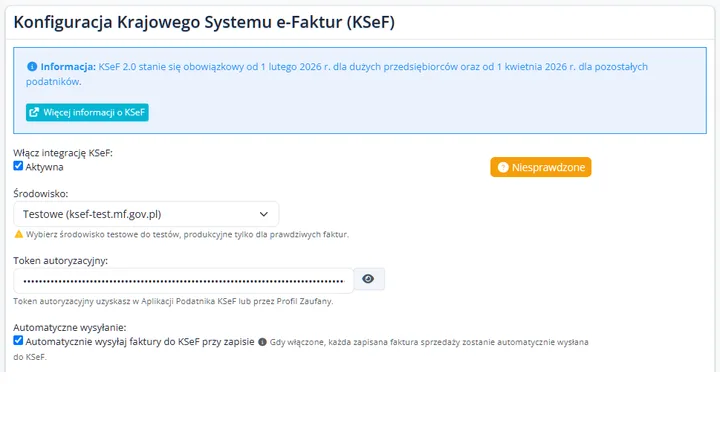 Faktury KSeF online — integracja z KSeF 2.0 w Mobilna Faktura
