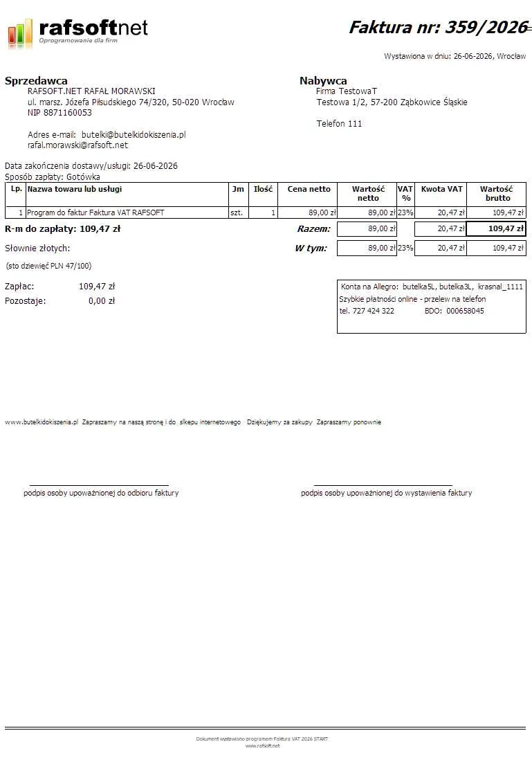 Faktura VAT – Styl 2