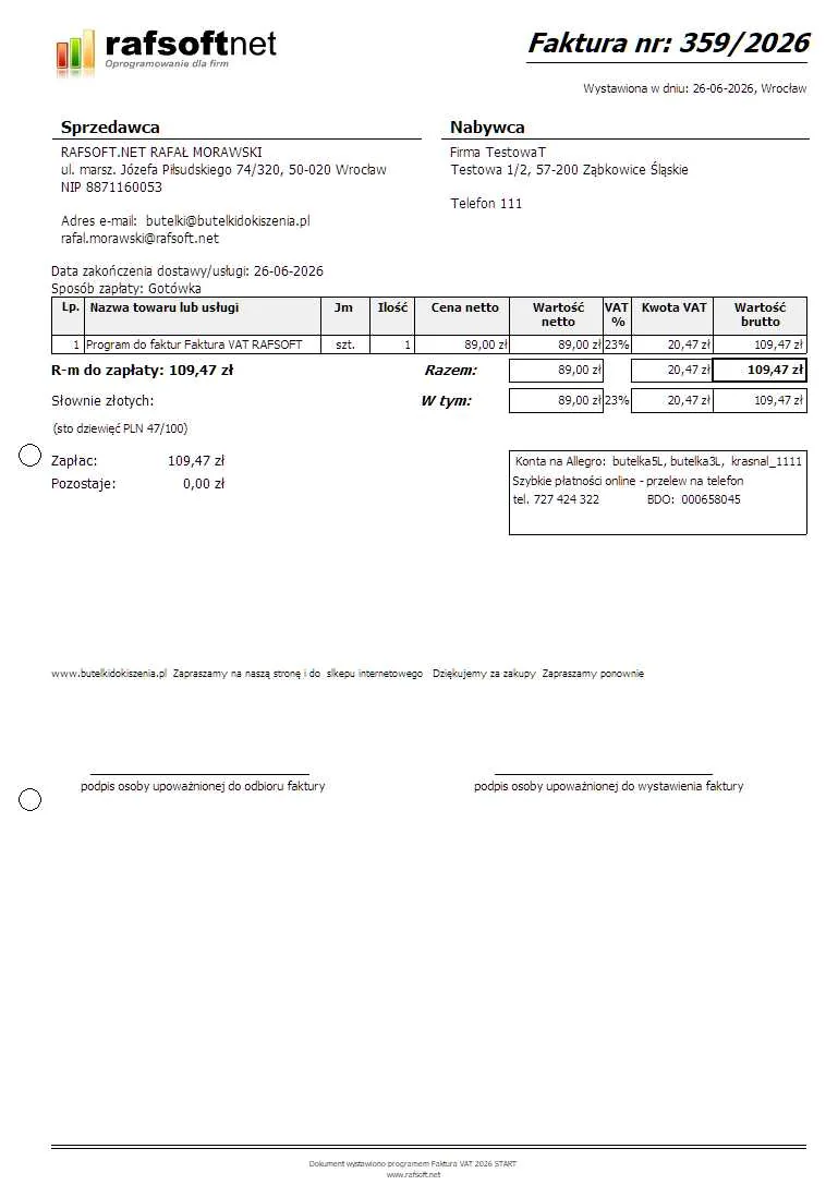 Faktura VAT – Styl 6