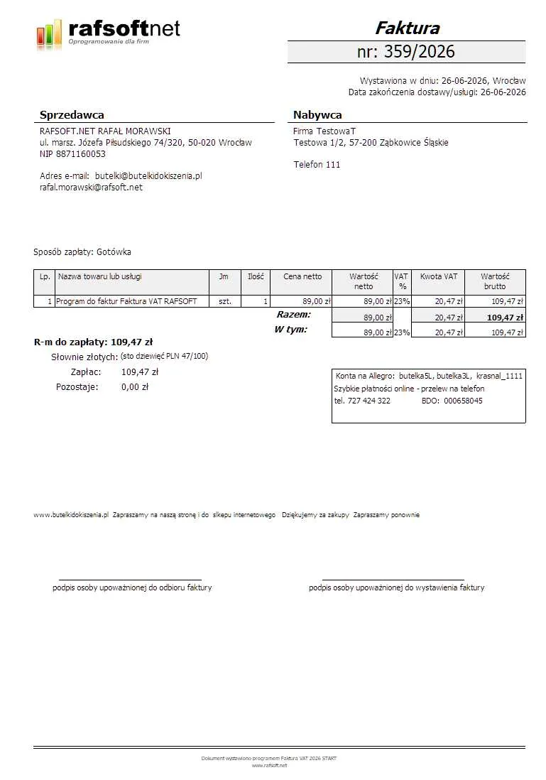 Faktura VAT – Styl 7
