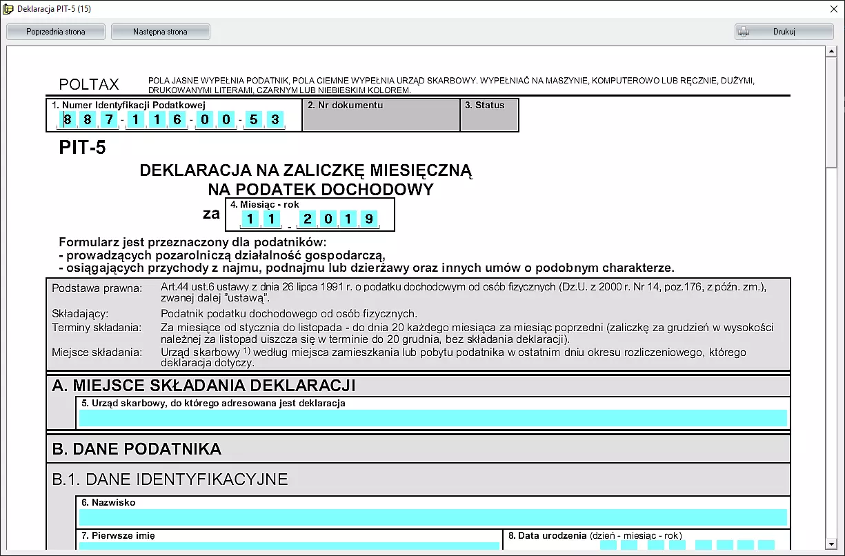 Deklaracja PIT-5