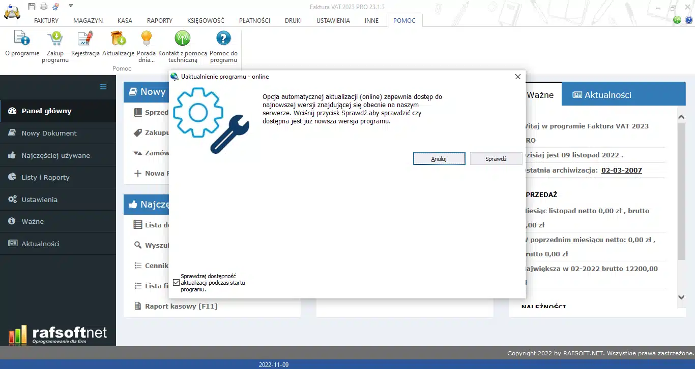 Aktualizacja programu
