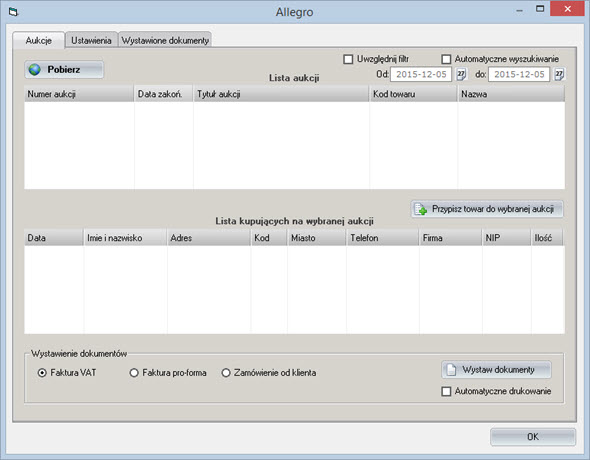 Other - Stores - Allegro - Faktura program