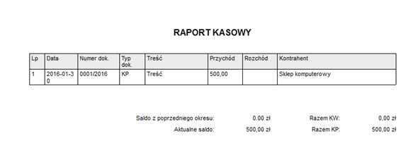 Printing cash reports - Invoicing software