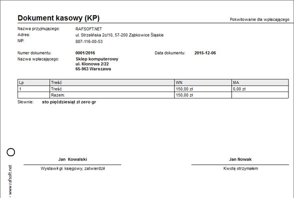 Kasse - Kasse - Formular KP/KW - Ein gutes Programm zur Rechnungsstellung