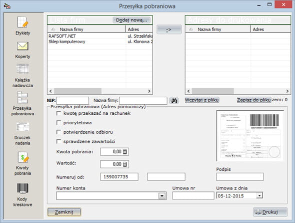 Postformulare - Nachnahme - Software für fv