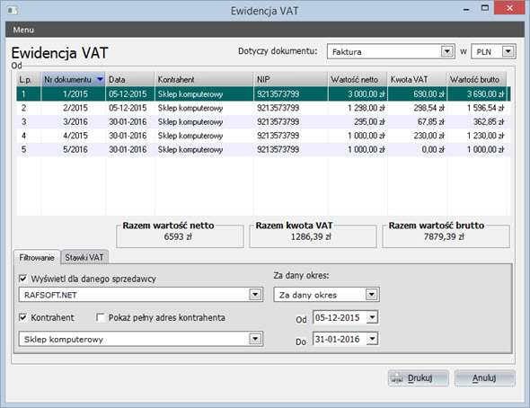Accounting - Company documentation - VAT records - VAT invoicing software