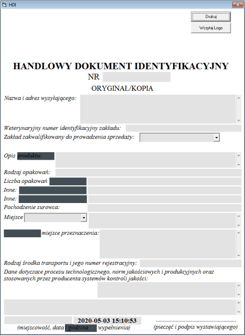 Commercial identification document