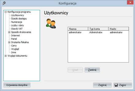 Basic - Program configuration - Invoices program