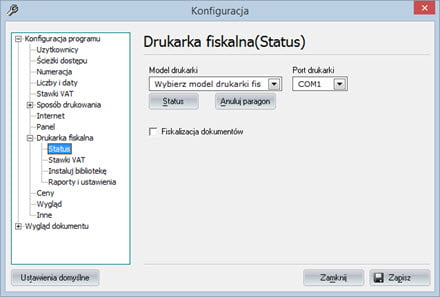 Basic - Program configuration - VAT invoices software