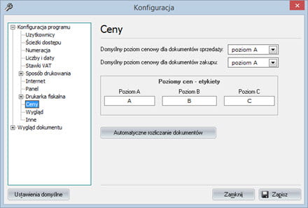 Basic - Program configuration - VAT invoices software