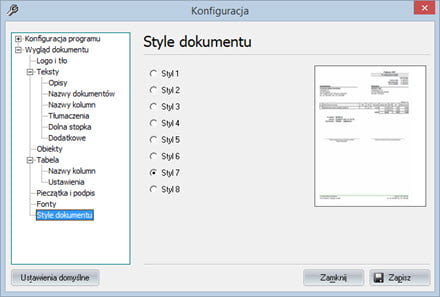 Basic - Document appearance - Invoicing program