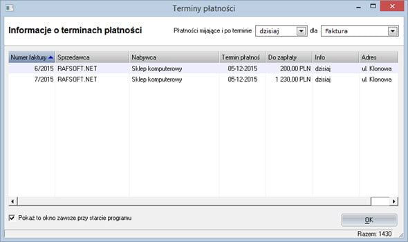 Payments - Due date - Invoices vat software