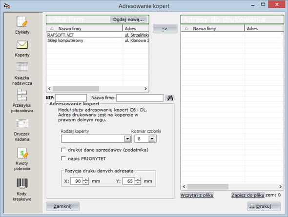 Postal forms - Addressing envelopes - Invoicing system
