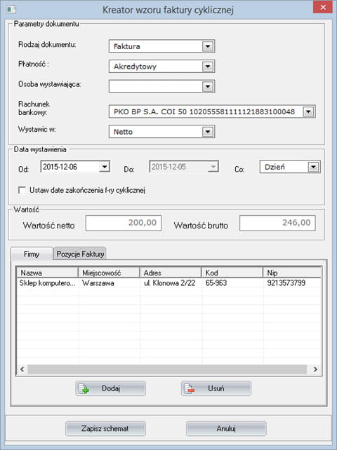 Invoices - Invoices - Recurring invoices - Faktura vat program
