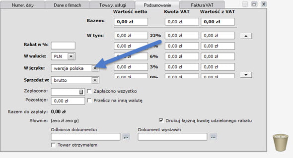 Changing the printing language - A good invoicing program