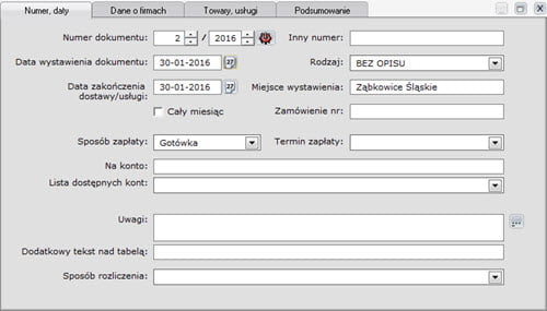 Invoices - Document - New purchase document - forms - Invoice writing program