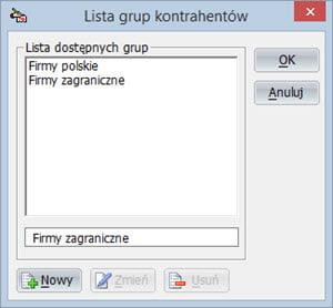 Group names - Faktura vat program