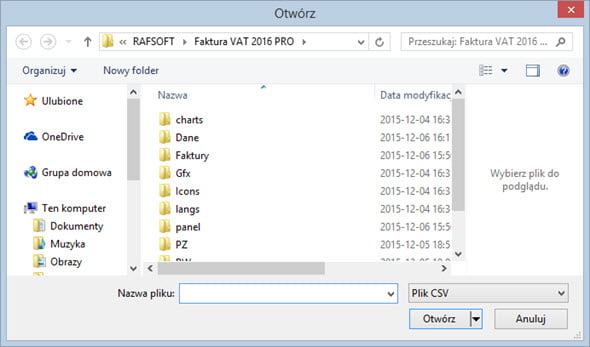 Import, export of data - Software for issuing vat invoices