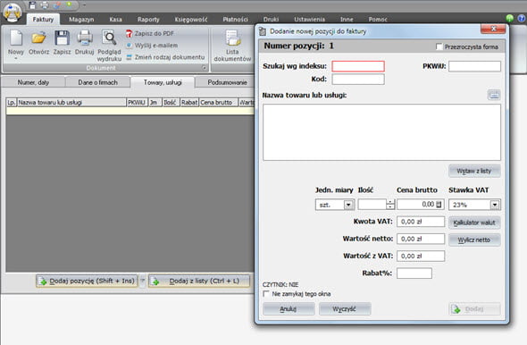 Creating a receipt - VAT invoicing software