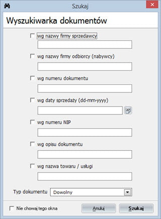Searching for documents - Program do fv