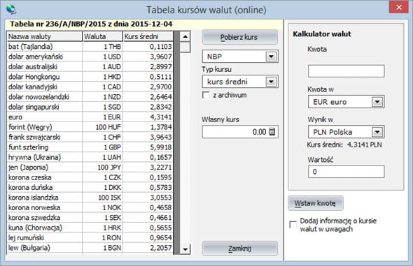 Exchange rates - VAT invoicing software