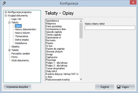 Basic - Document appearance - Invoices program