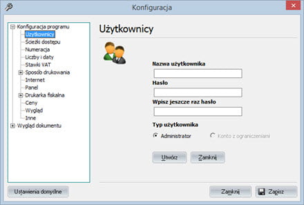 Basic - Program configuration - VAT invoicing software